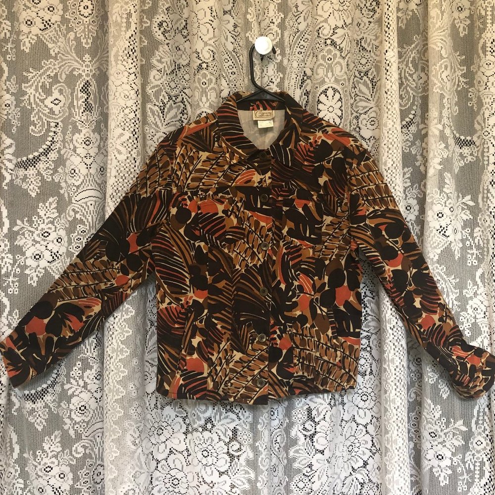 Vintage Company Collection Jacket Orange Brown Earth Tone Medium nice stretch B2